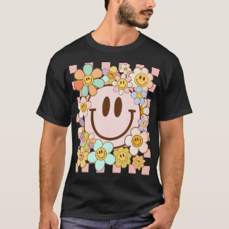 T-shirt Happy Face Fleur Faisy Chemise Preppy Smi esthétiq