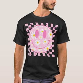 T-shirt Happy Face Fleur Faisy Chemise Preppy Smi esthétiq