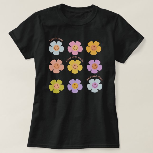 T-shirt Happy Face Flower Daisy Indie Esthétique Pour (Design devant)