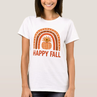 T-shirt Happy Fall Boho Rainbow Leopard Pumpkin Autumn