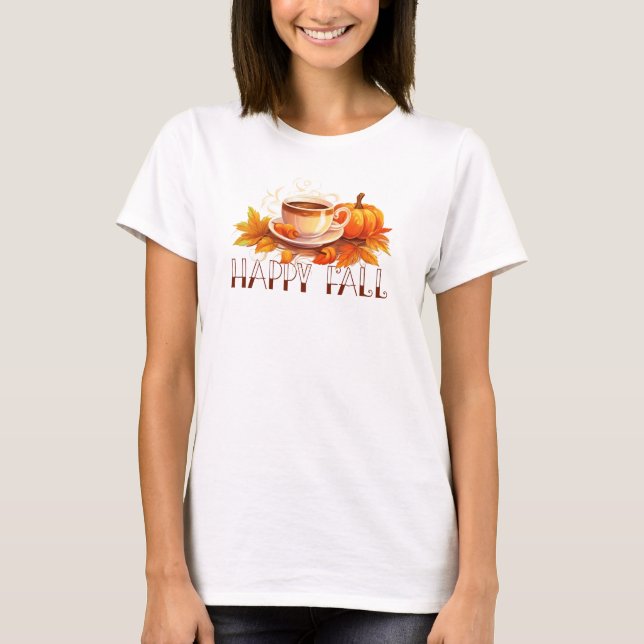 T-shirt Happy Fall Coffee Citrouille (Devant)