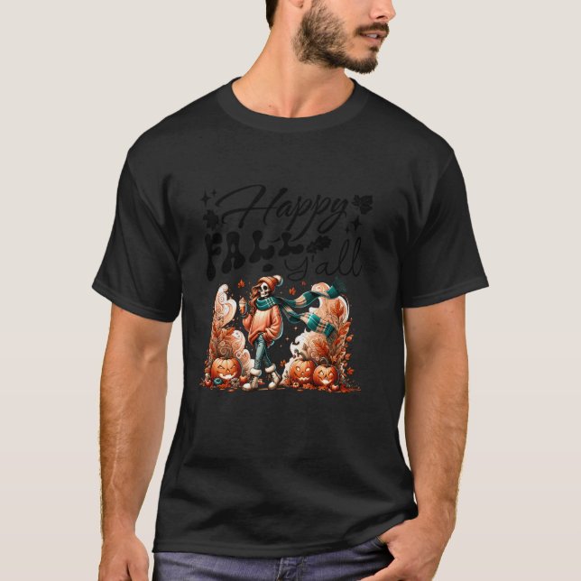T-shirt Happy Fall Y all Fall Automne Citrouille Spice Cof (Devant)
