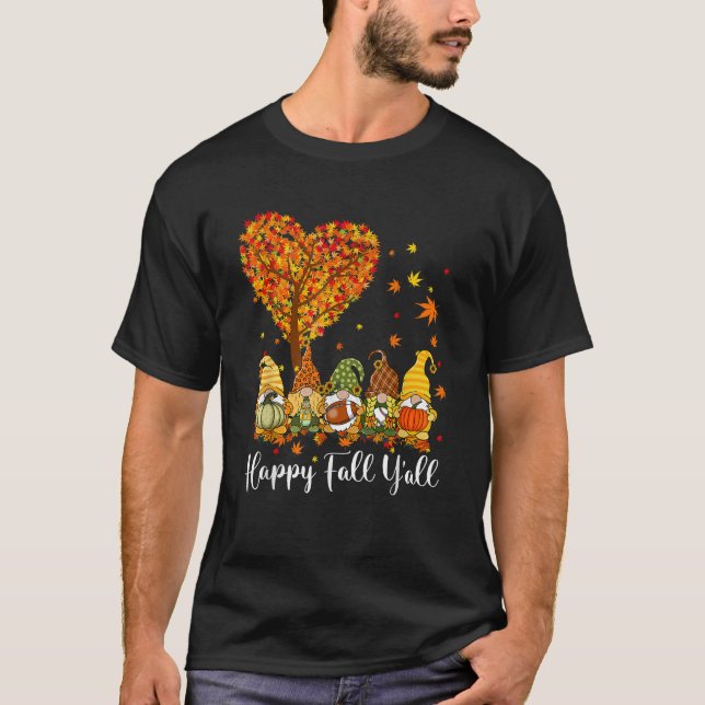 T-shirt Happy Fall Y all Gnome Leopard Citrouille Funny Au (Devant)
