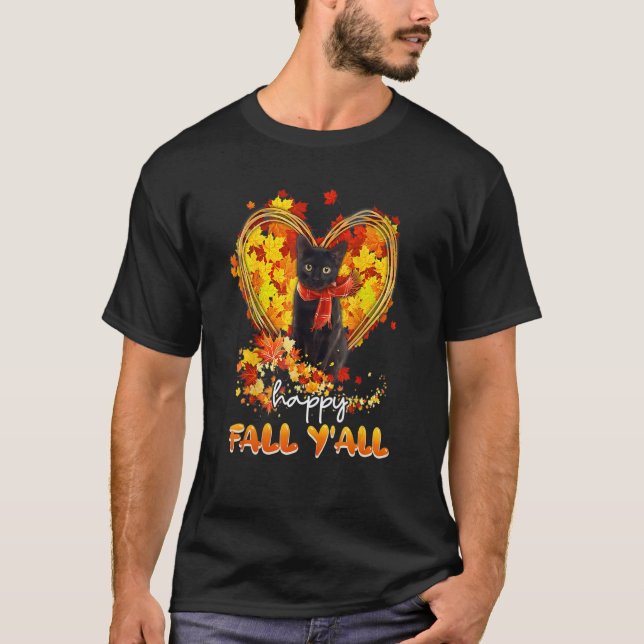 T-shirt Happy Fall Y all mignonne Chat Kitty Kitten Paw Au (Devant)