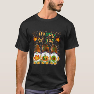 T-shirt Happy Fall Y all mignons Gnomes Citrouille Autumn