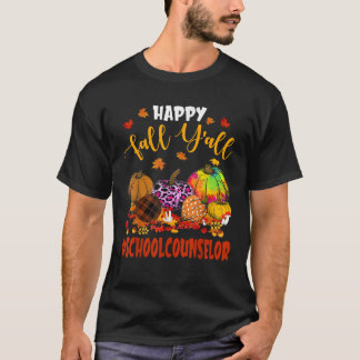 T-shirt Happy Fall Y all School Counselor Citrouille Plaid