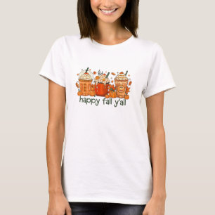 T-shirt Happy Fall Y'all, automne et épices Citrouilles