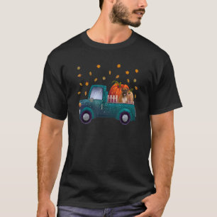 T-shirt Happy Fall Y'all Bull Dog On Truck Citrouille Fall