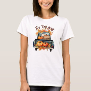 T-shirt Happy Fall Y'all - Camion rustique avec Citrouille
