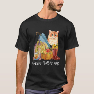 T-shirt Happy Fall Y'all Chat Automne automne automne