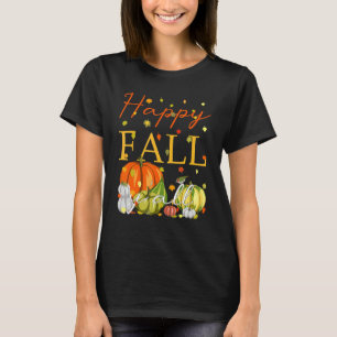 T-shirt Happy Fall Y'all Citrouille & Autumn Leaves Thanks