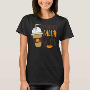 T-shirt Happy Fall Y'all Citrouille Spice Coffee Automne M