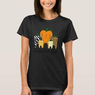 T-shirt Happy Fall Y'all Citrouille Tooth Lepard Zebra Hal