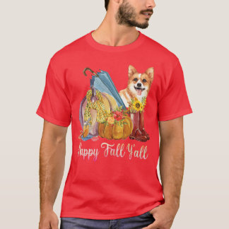 T-shirt Happy Fall Yall Corgi Chien Maman Citrouille Fall 