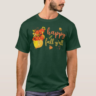 T-shirt Happy Fall Yall Cute Pumpkin Leaves Autumn Fall Se