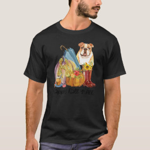 T-shirt Happy Fall Y'all English Bulldog Citrouille Thanks