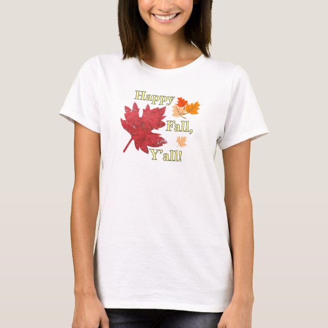 T-shirt Happy Fall Y'all Feuilles Tee (Devant)