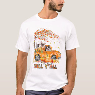 T-shirt Happy Fall Y'all French Bulldog Riding Truck Pumpk