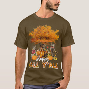 T-shirt Happy Fall Y'all Funny Cats Autumn Lover Citrouill