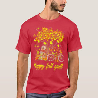 T-shirt Happy Fall Y'All Funny Golden Retriever Automne Fa