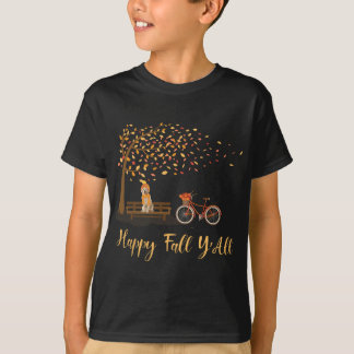 T-shirt Happy Fall Y'All Funny Golden Retriever Dog Automn
