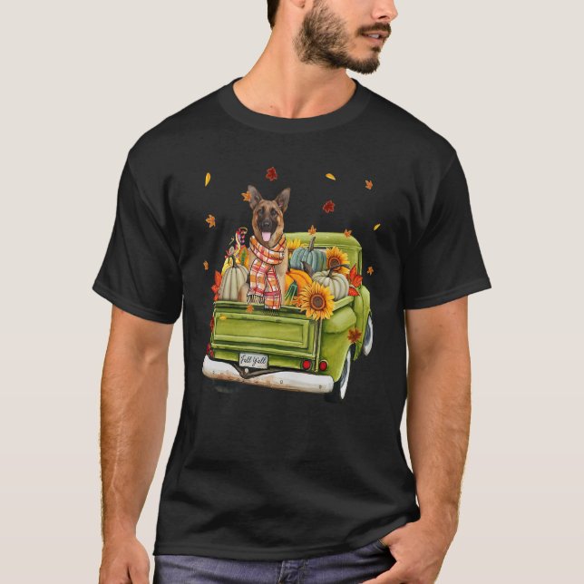 T-shirt Happy Fall Y'all German Shepherd Dog On Truck Pump (Devant)