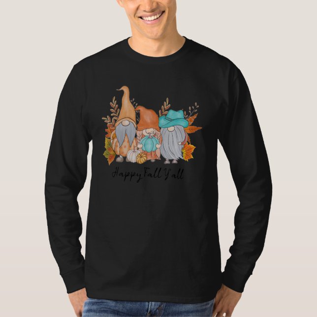 T-shirt Happy Fall Y'all Gnome Autumn Gnomes Pumpkin Spice (Devant)