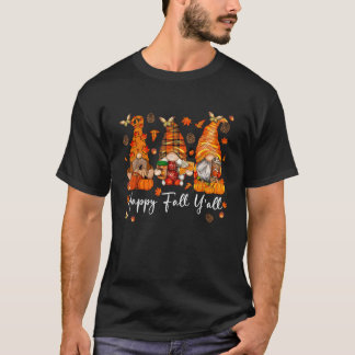 T-shirt Happy Fall Yall Gnome Citrouille Funny Autumn Gnom