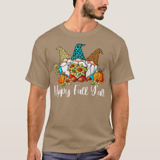 T-shirt Happy Fall Yall Gnome Leopard Citrouille Automne G