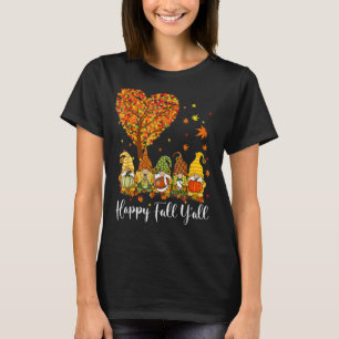 T-shirt Happy Fall Y'all Gnome Leopard Citrouille Funny Au