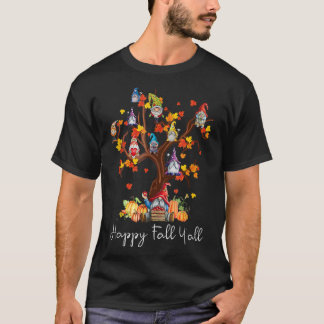 T-shirt Happy Fall Yall Gnomes Citrouille Autumn Tree Than