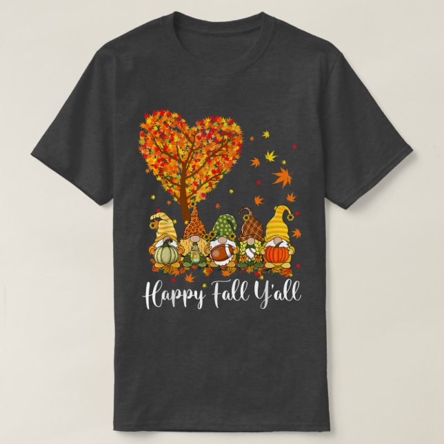 T-shirt Happy Fall Yall Gnomes Citrouille Autumn Vibes Mer (Design devant)