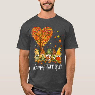 T-shirt Happy Fall Yall Gnomes Citrouille Autumn Vibes Mer