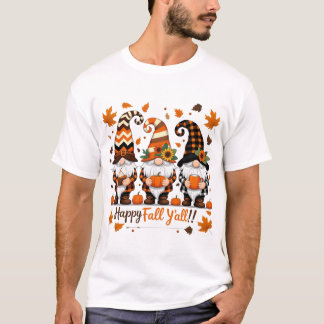 T-shirt Happy Fall Y'all Gnomes, Gnomes Citrouille Automne