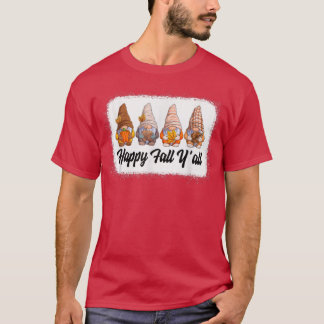 T-shirt Happy Fall Yall Gnomes Leopard citrouille automne 