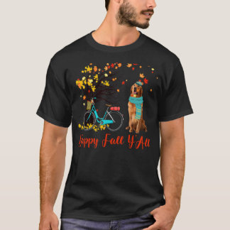 T-shirt Happy Fall Y'All Golden Retriever Dog Autumn Bicy