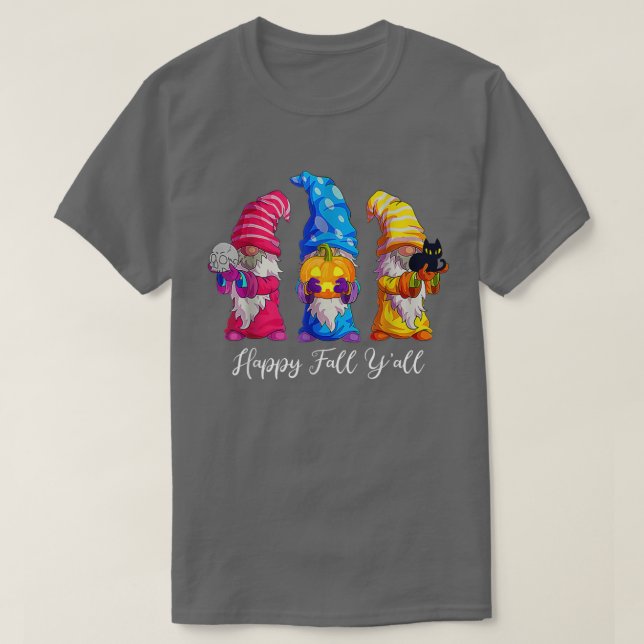 T-shirt Happy Fall Yall Halloween Gnomes Citrouille Automn (Design devant)
