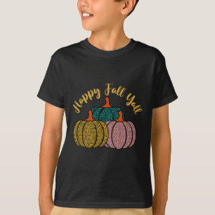 T-shirt Happy Fall Y'all Leopard Citrouille pour l'automne