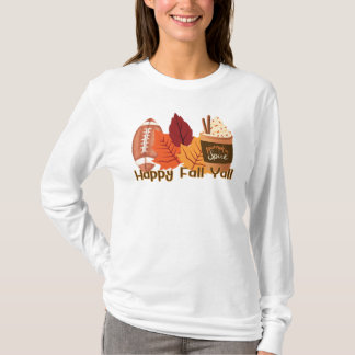 T-shirt Happy Fall Yall Long manche