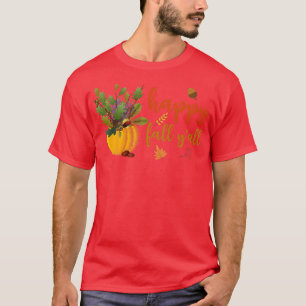 T-shirt Happy Fall Yall mignon Feuilles Citrouille Automne