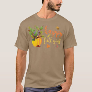 T-shirt Happy Fall Yall mignon Feuilles Citrouille Automne