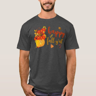 T-shirt Happy Fall Yall mignon Feuilles Citrouille Automne