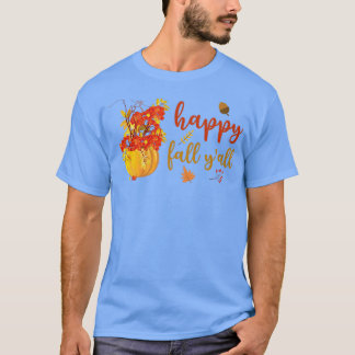 T-shirt Happy Fall Yall mignon Feuilles Citrouille Automne