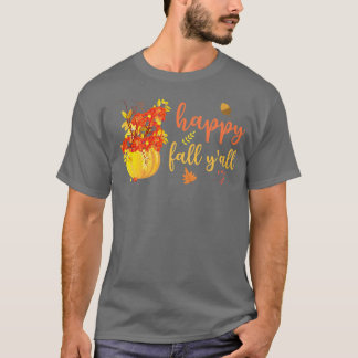 T-shirt Happy Fall Yall mignon Feuilles Citrouille Automne