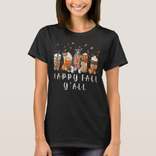 T-shirt Happy Fall Y'all Pitbull Citrouille de café chien