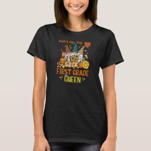 T-shirt Happy Fall Yall Première Grade Queen Fall Sunflowe