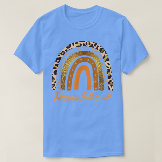 T-shirt Happy Fall Ya'll Rainbow Fall Automne Boho Rainbow (Design devant)