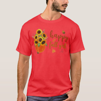 T-shirt Happy Fall Yall Tournesols Mignons Citrouille Auto