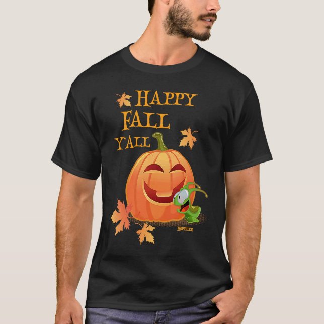 T-shirt Happy Fall Yu2019All Grasshopper Pumpkin With Leav (Devant)