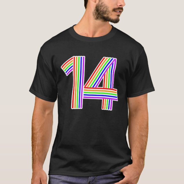 T-shirt Happy Family Clothing Rainbow 14th Birthday Numéro (Devant)